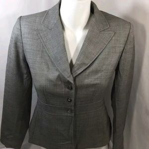 Tahari Women Gray Button Uo Blazer Jacket Long Sle